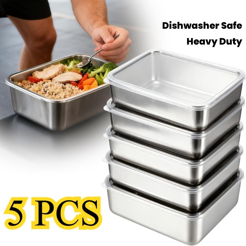 5pcs Stainless Steel Food Cont - Camping Cooking Organizer 评论和价格