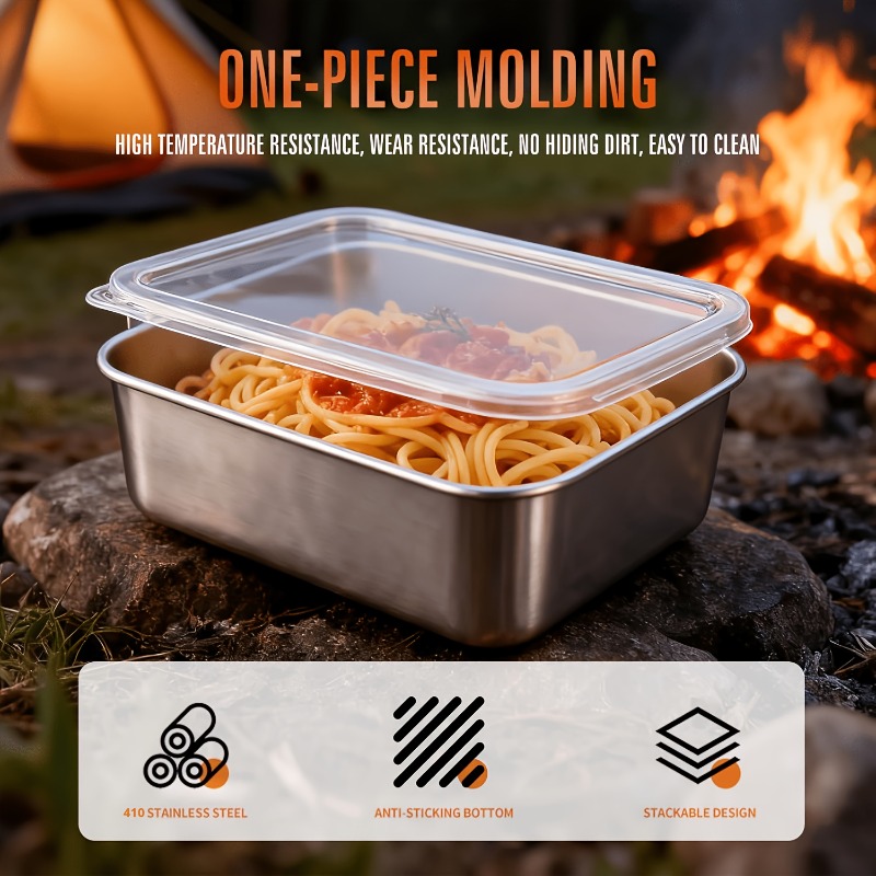 5pcs Stainless Steel Food Cont - Camping Cooking Organizer 评论和价格
